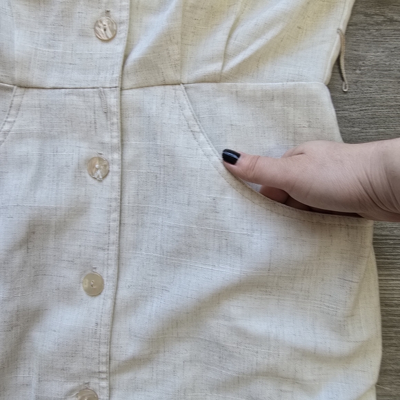 Vintage Algo Cream Midi Flax Blend Dress - Picture 7 of 12